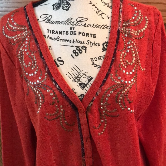 Miss Me Rust Embellished Boho High Low Cardigan - Picture 2 of 12